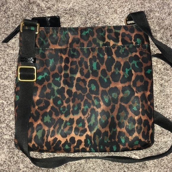Coach Leopard Print Travel Crossbody Bag Teal Animal Print Adjustable Strap - Picture 3 of 8